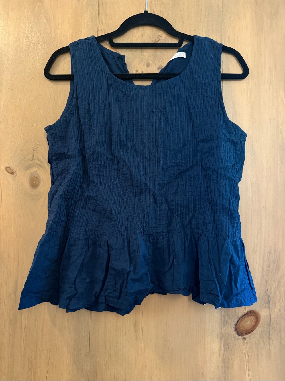 Sleeveless Navy Ruffled Hem Women's Top